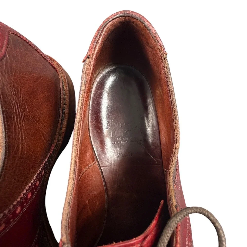Allen Edmonds Finch Men's Oxford Saddle Shoes Brown Red Leather Lace Up 12 E